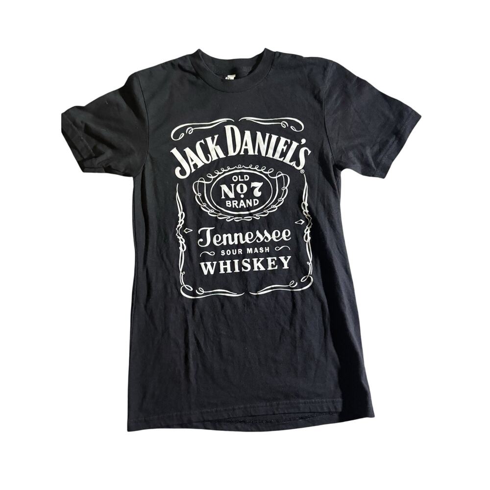 Jack Daniels Shirt Womens Small S Black White Tennessee Whiskey Short Sleeve